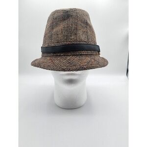 OLD COUNTY ROAD VINTAGE fedora Hat Plaid‎ Tweed with Horsebit Accent Womens